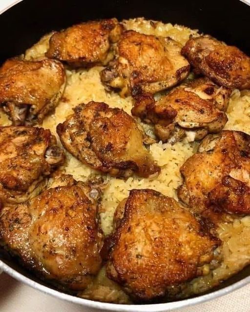 rice with oven-baked chicken