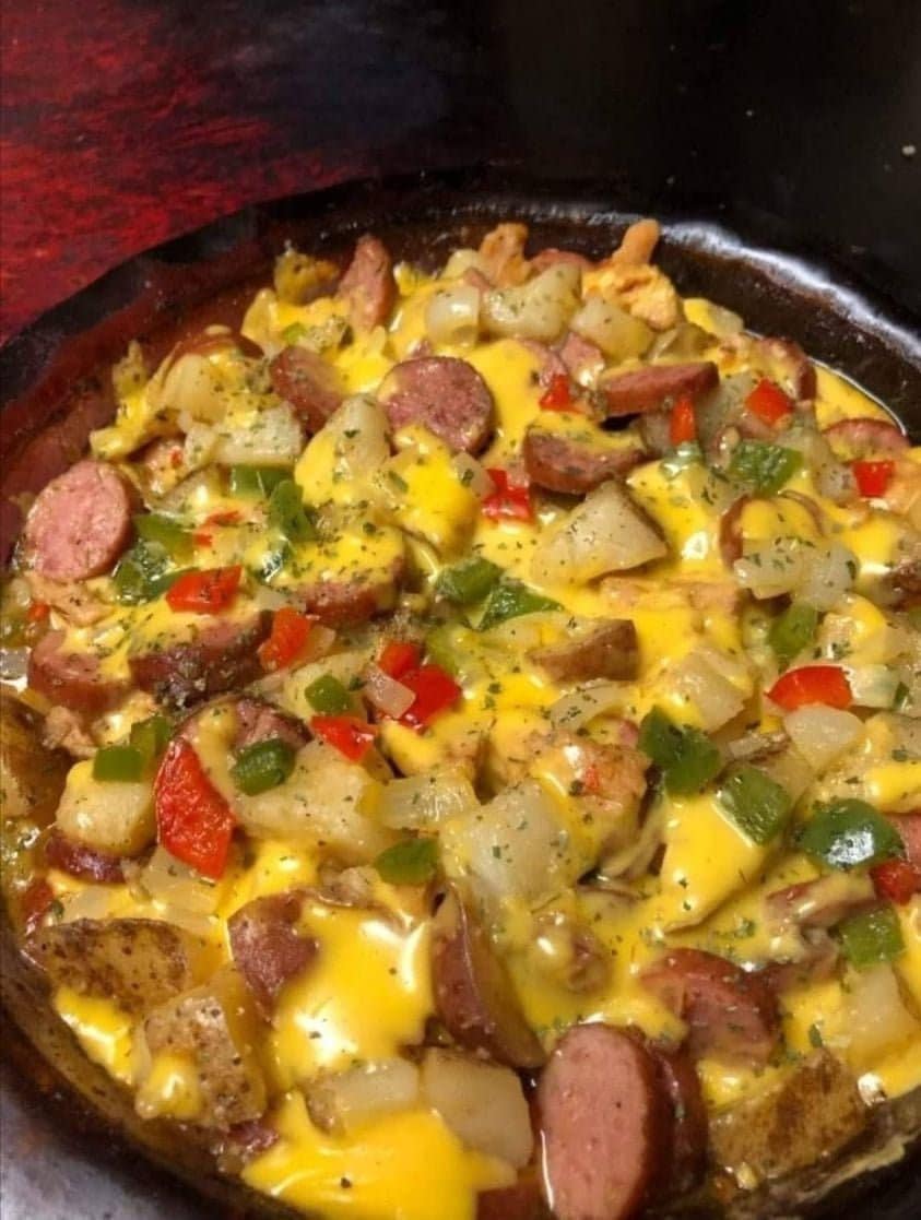 Casserole with Cheese, Potatoes, and Smoked Sausage