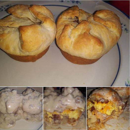 Stuffed Breakfast Biscuit Cups with a Twist