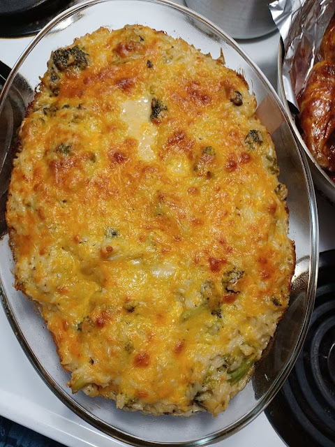 Casserole with Broccoli, Rice, Cheese, and Chicken