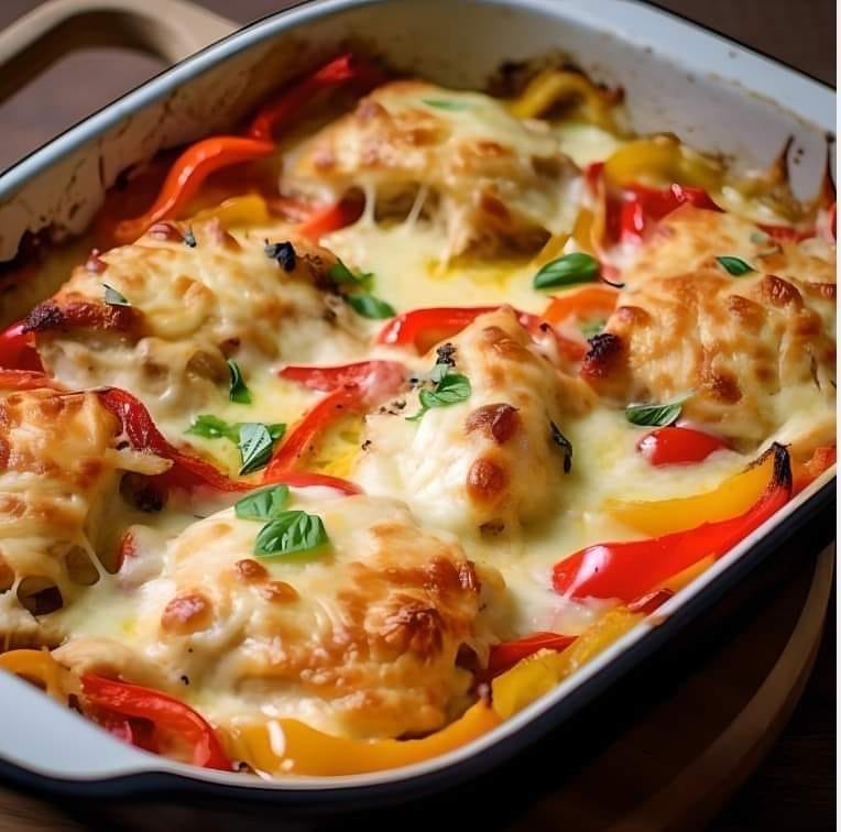 Casserole with Herb-Infused Chicken and Bell Peppers