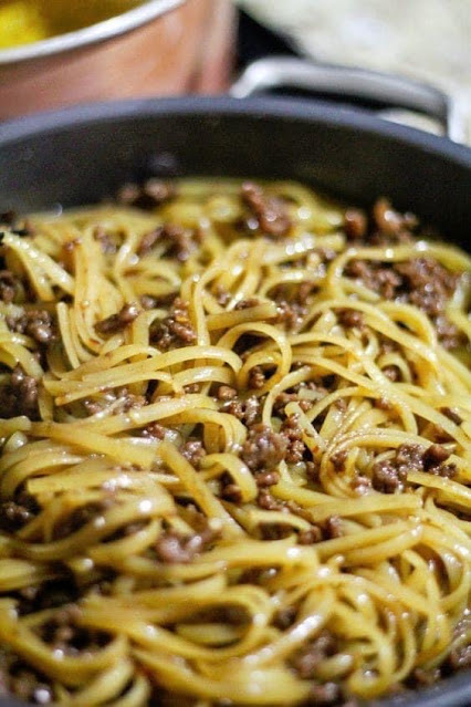 Noodles with Mongolian Ground Beef