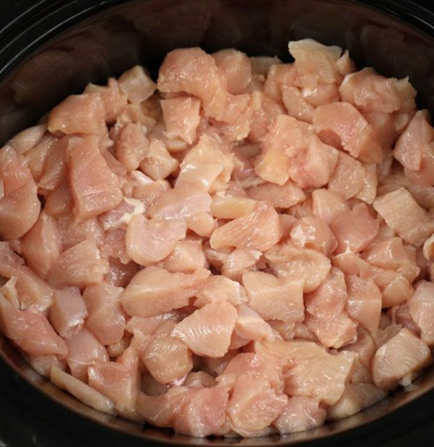 For this take-out favorite, combine diced chicken and brown sugar in a slow cooker.