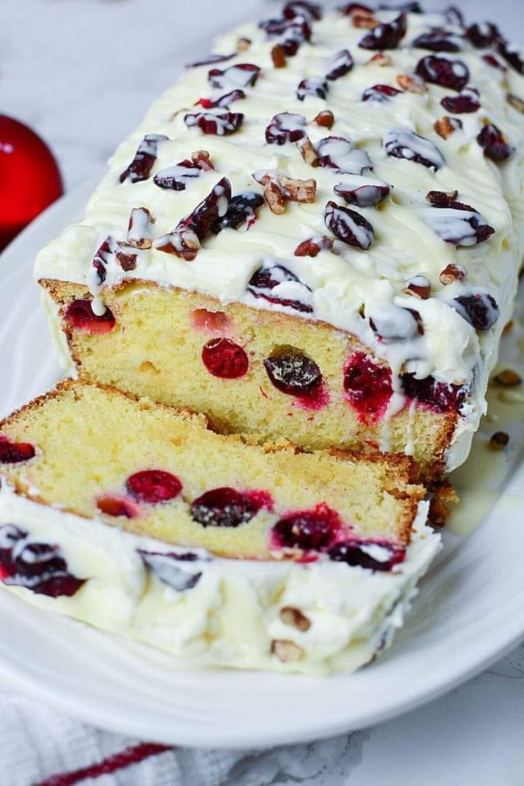 Pound Cake with Cranberries for Christmas