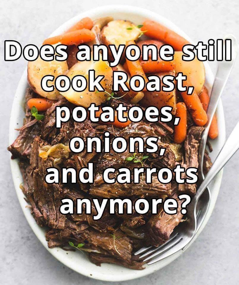 Potatoes, onions, and carrots roasted