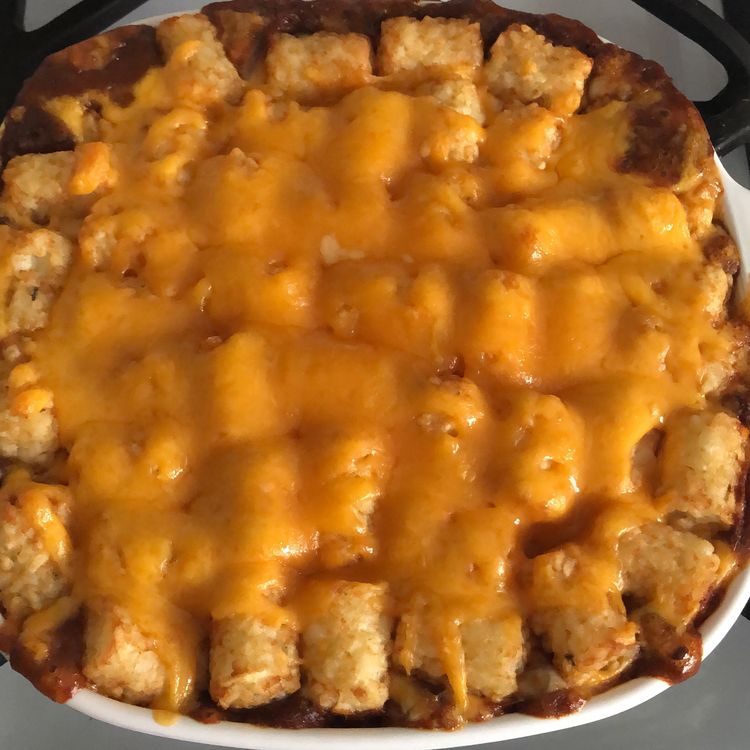 Casserole with Cheesy Hot Dog Tater Tots