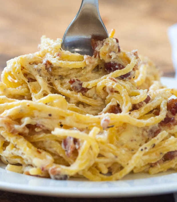 Spaghetti with Bacon and Cream Cheese Baked