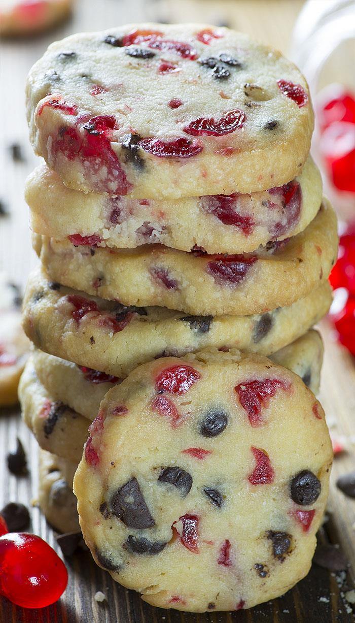 Shortbread Cookies with Maraschino Cherries for Christmas