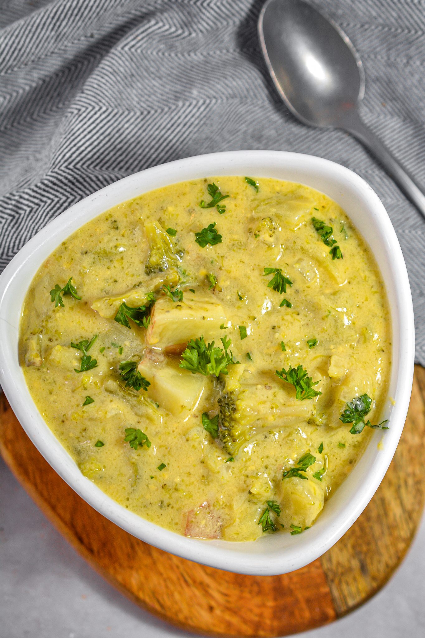 Soup with Potatoes, Broccoli, and Cheddar in the Crockpot