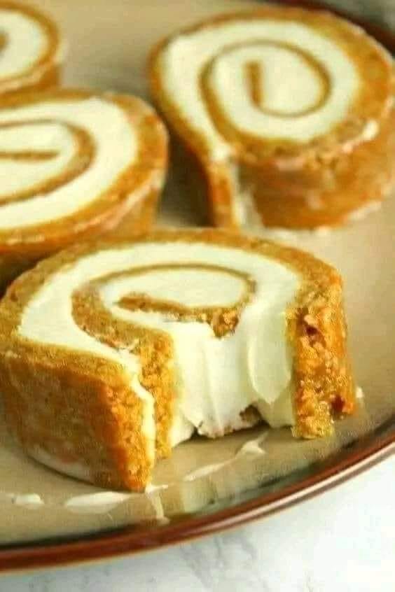 Roll of Carrot Cake with Cream Cheese Filling