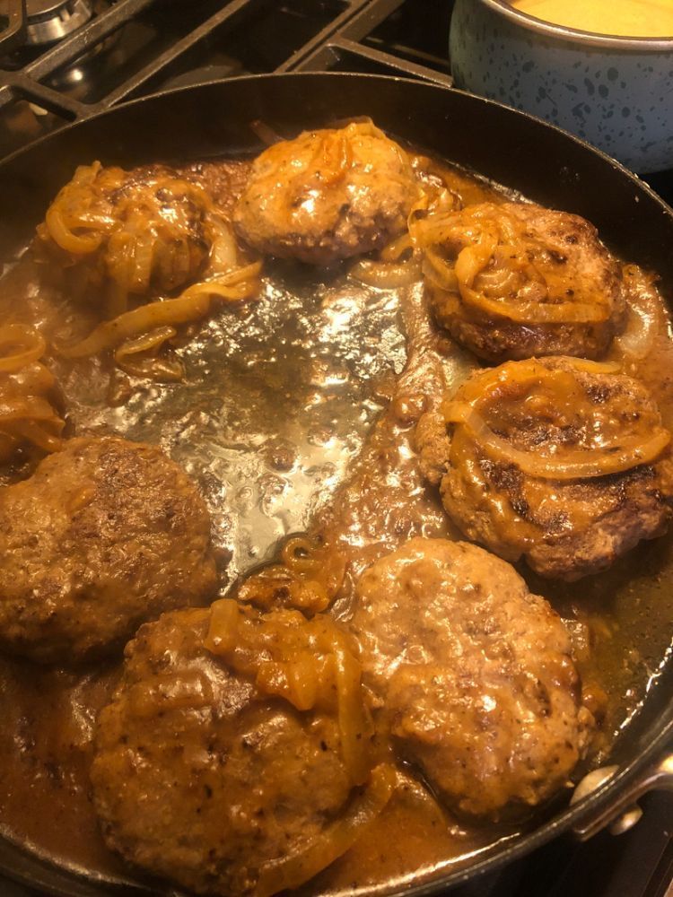 Delicious Hamburger Steaks With Onion Gravy