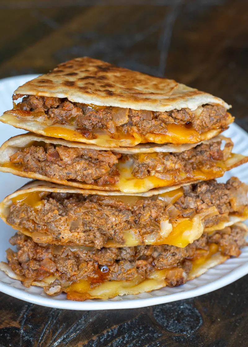 Quesadillas with Bacon and Cheeseburger