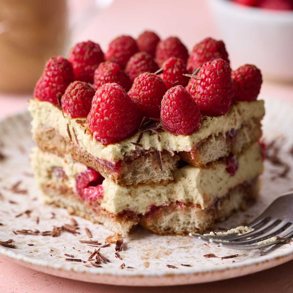 Tiramisu with raspberries