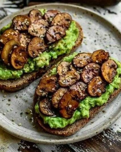 Delicious and Healthy Avocado Toast with Garlic Mushrooms