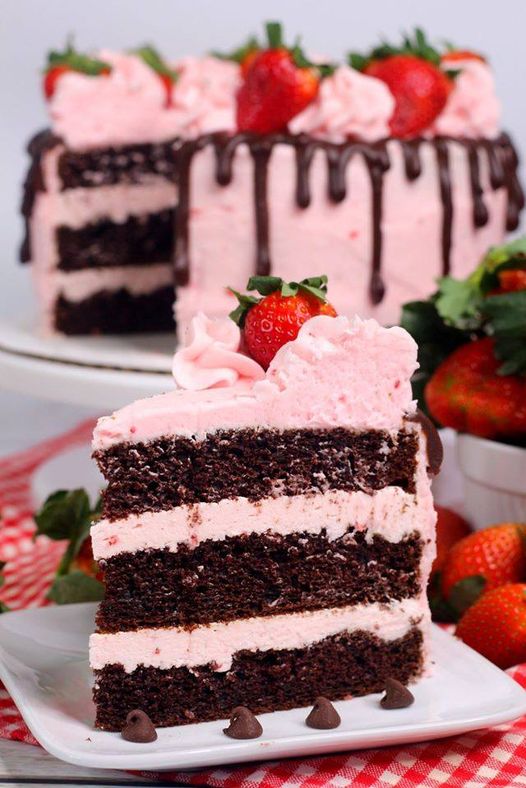 Indulge in the Ultimate Chocolate Kahlua Cake with Strawberry Buttercream Frosting