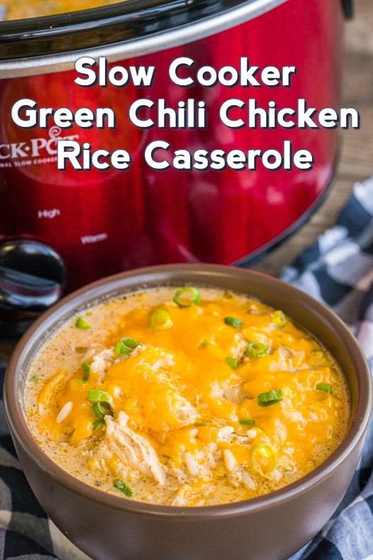 Slow Cooker Green Chile Chicken and Rice Casserole