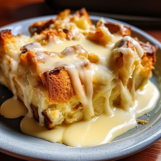 Grandma’s Old-Fashioned Bread Pudding with Vanilla Sauce!