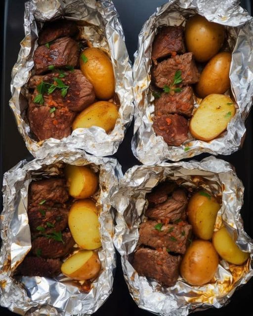 Foil-Wrapped Garlic Steak and Potato Delight