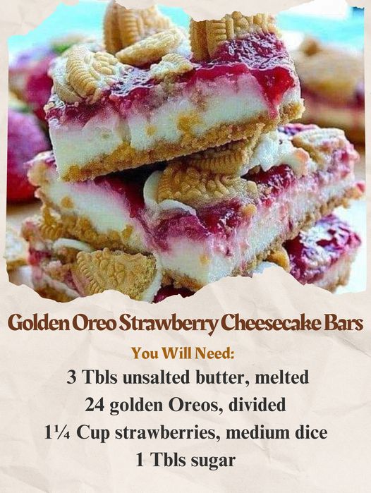 Delightful Golden Oreo Strawberry Cheesecake Bars: A Burst of Sweetness in Every Bite