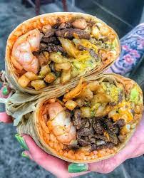 Steak and shrimp burritos