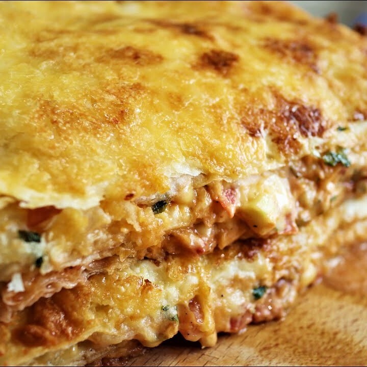 Lavash Pie with Sausage and Cheese