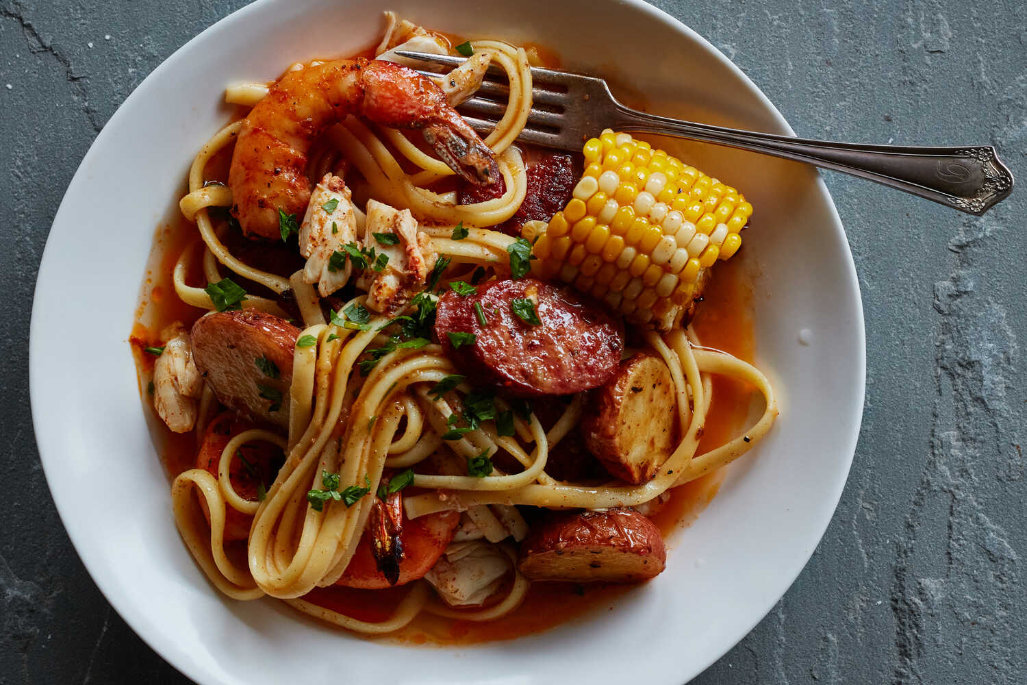 Crab and Shrimp Boil Pasta Recipe