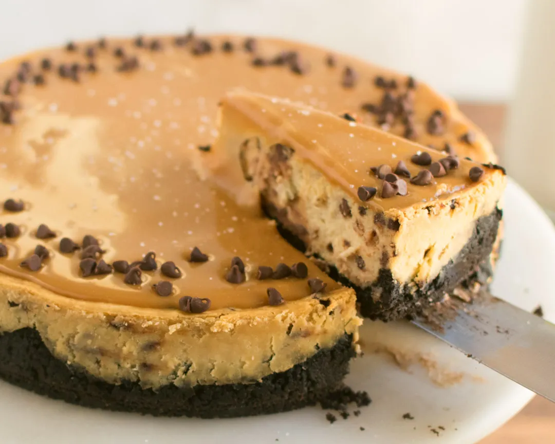 Indulge in Decadence: Salted Caramel Chocolate Chip Cheesecake