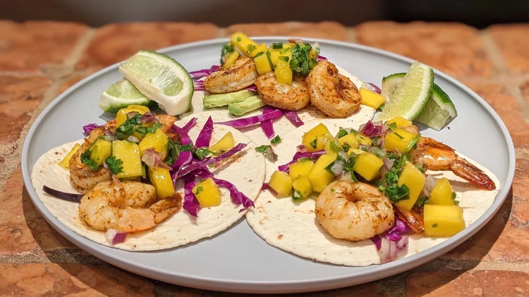 Mango and Spicy Grilled Shrimp Tacos