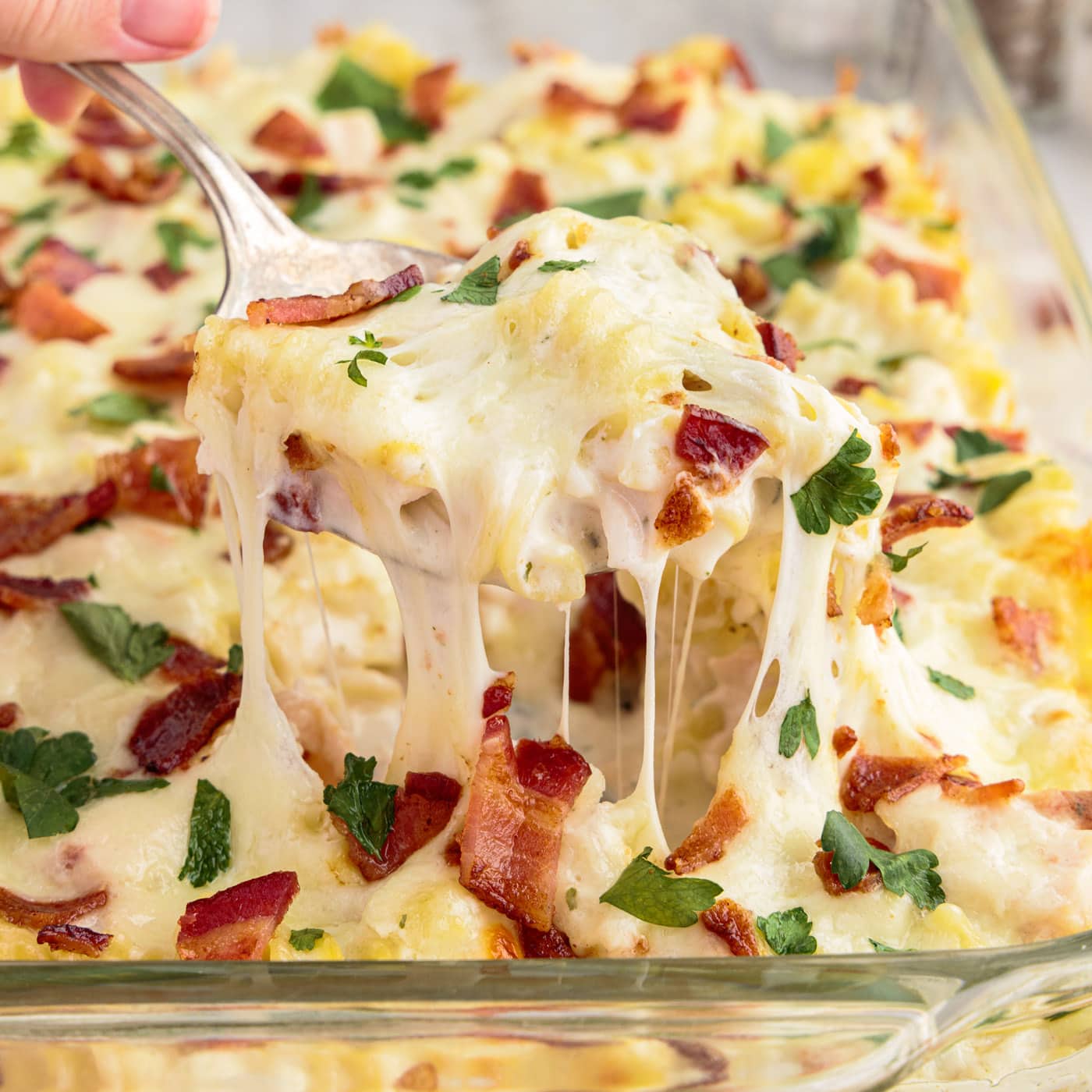 Easy and Delicious Chicken Bacon Ranch Casserole