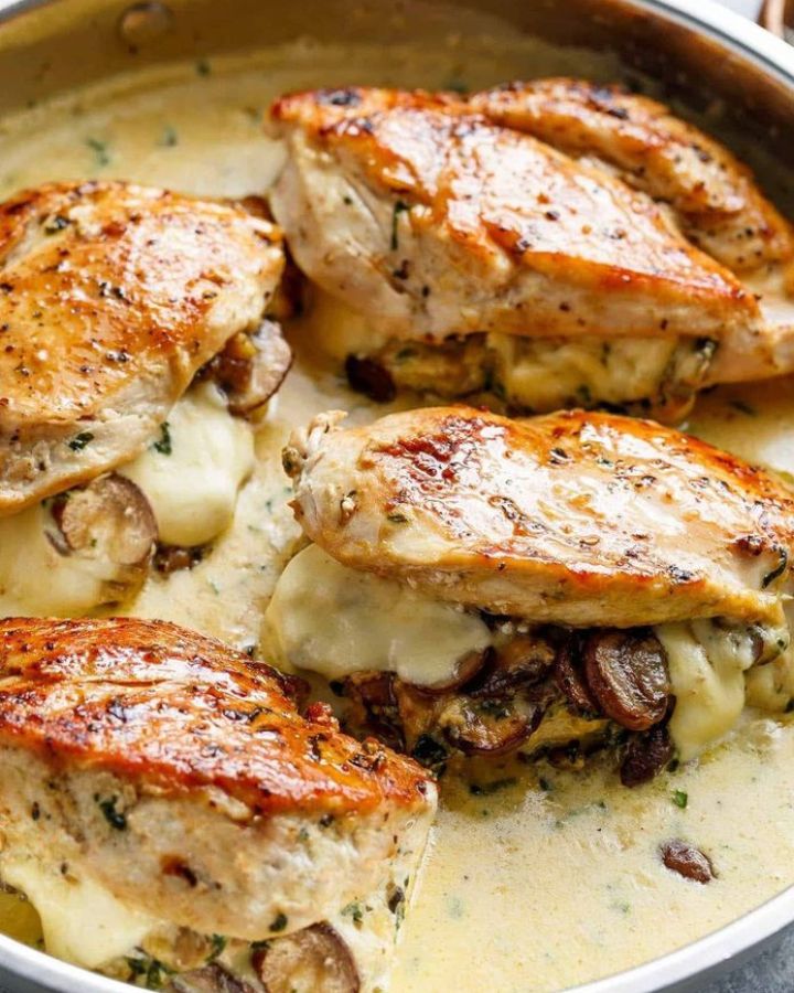 Stuffed Chicken with Mushroom Cream Sauce Recipe