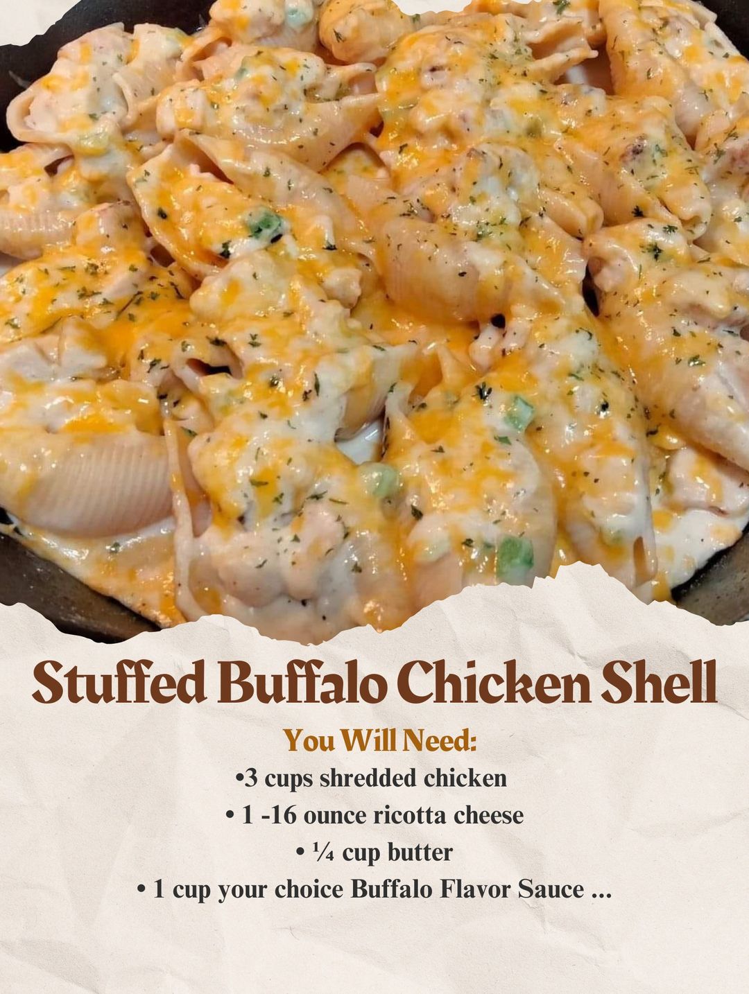 Stuffed Buffalo Chicken Shells Recipe