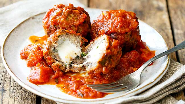 Cheesy Stuffed Meatballs